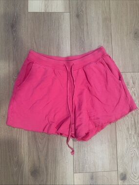 Velvet Hot Pink Drawstring Athletic Lounge Shorts